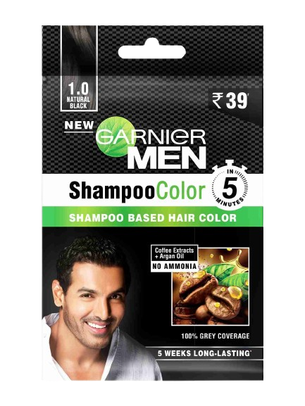 Garnier Men 5Min Shampoo Hair Color Sachet 10ml (#1 N. Black)