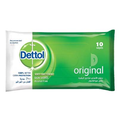 Dettol Anti-Bacterial Alcohol Free Skin Wipes 10's