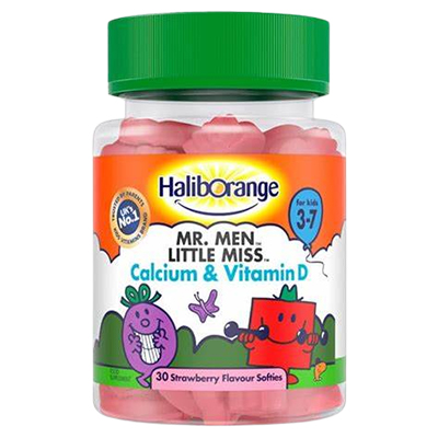Haliborange Mr. Men Little Miss Calcium & Vitamin D Strawberry Softies for Kids 3-7 30s