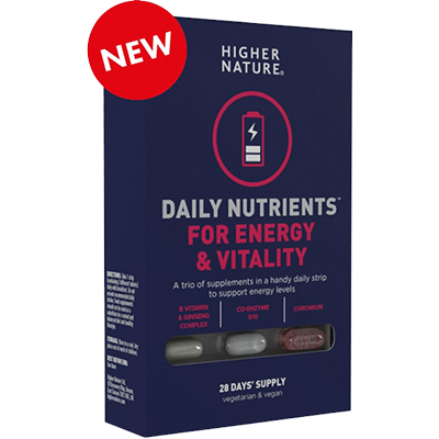 Higher Nature Daily Nutrients for Energy & Vitality Pack - B Vitamin, Ginseng, COQ10, Chromium 28's