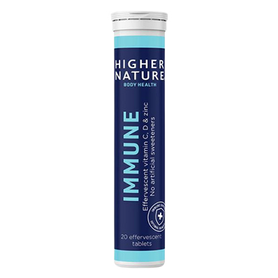 Higher Nature Immune Effervescent Tabs 20's - Vat C, D, Zinc + Elderberry