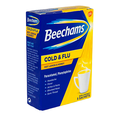 Beechams Cold & Flu Hot Lemon & Honey Sachets 5s