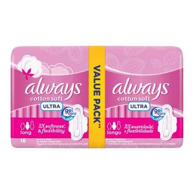 Always Soft Ultra Thin Long Duo Pads, 16 pads