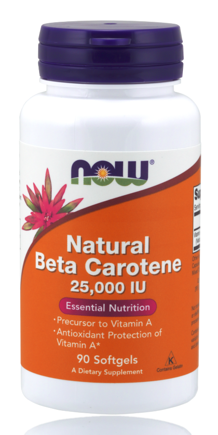 Now Betacarotene Natural 25,000iu Caps 90's (Natural Mixed Carotenoids)