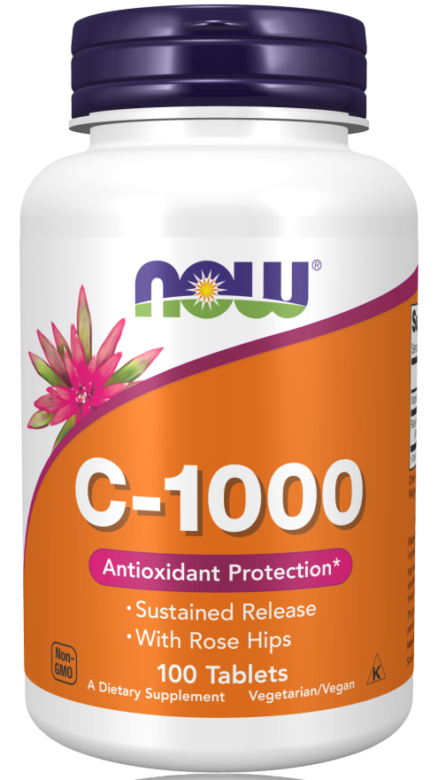 Now C1000 Vitamin C 1000mg Tabs 100's Sustained Release with Rose Hips.