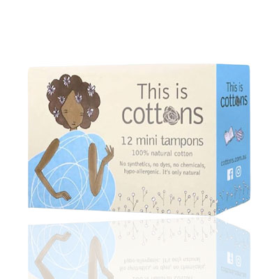 Cottons 100% Hypo allergenic Teen Mini Tampons, 12 tampons
