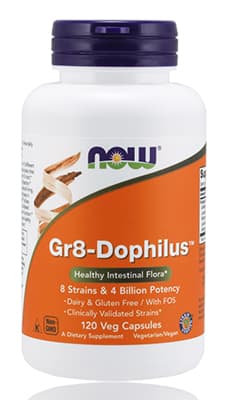 Now GR8-Dophilus Caps 60's - 8 strain probiotic 4 billion potency