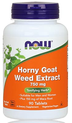 Now Horny Goat Weed Extract 750mg Tabs 90's - with Maca