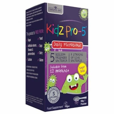 Natures Aid Kidz Pro-5 (5 billion 8 Strain Friendly Bacteria) Vegan-90g Powder