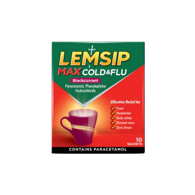 Lemsip Max Cold & Flu Sachets Blackcurrant 10s