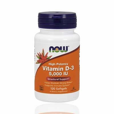Now Vitamin D3 5000 IU, 120 Softgels
