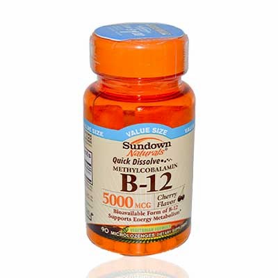 Sundown Naturals B-12 Methylcobalamin 5000mcg, 90 microlozenges