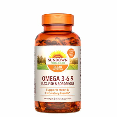 Sundown Omega 3-6-9 (Fish, Flax & Borage Oils) Softgels - 200's