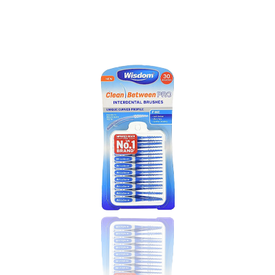 Wisdom Clean Between Pro Curved Rubber Interdental Brushes Fine Purple 12 x 30's•
