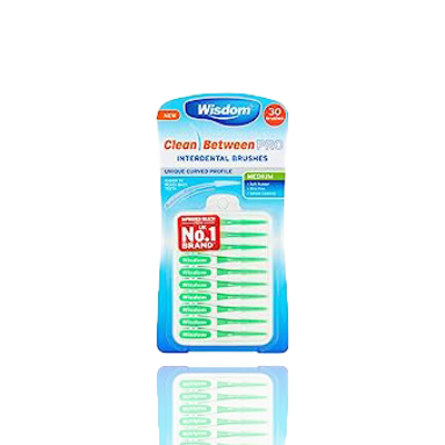 Wisdom Clean Between Pro Curved Rubber Interdental Brushes Fine Blue 12 x 30's.