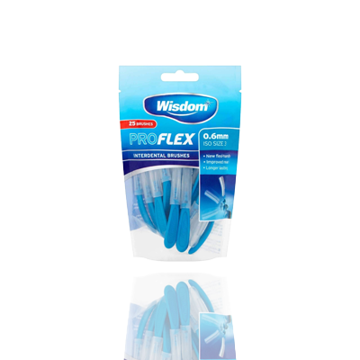 Wisdom Proflex Interdental Brush Blue 0.60mm 6 x 25's.