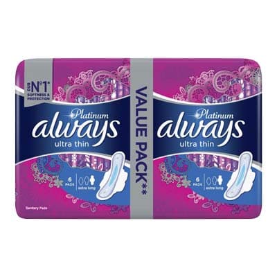 Always Ultra Platinum Extra Long Duo Pads, 12 pads