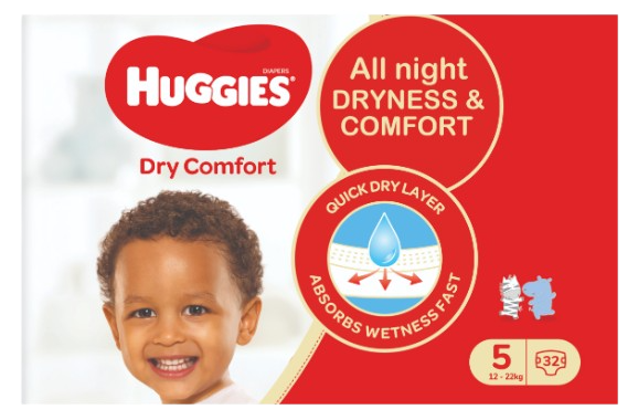 Huggies Dry Comfort (size 5) 12-22Kgs, 32 pieces