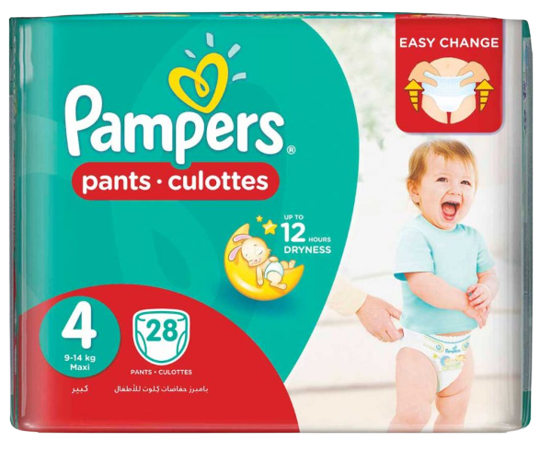 Pampers Pants High Count Maxi Size 4 (9 - 14 kg’s), 28 pieces