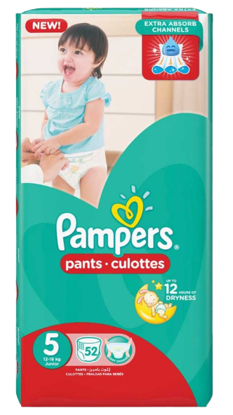 Pampers Pants Jumbo Junior Size 5 (12 - 18 kg’s), 52 pieces