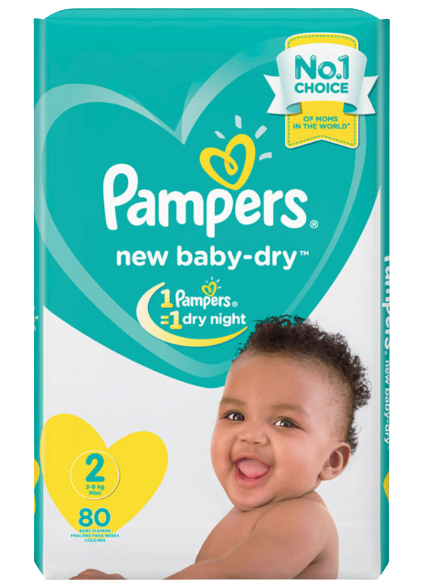 Pampers Baby Dry Jumbo Mini Diapers Size 2 (3 - 8 kg’s), 80 pieces