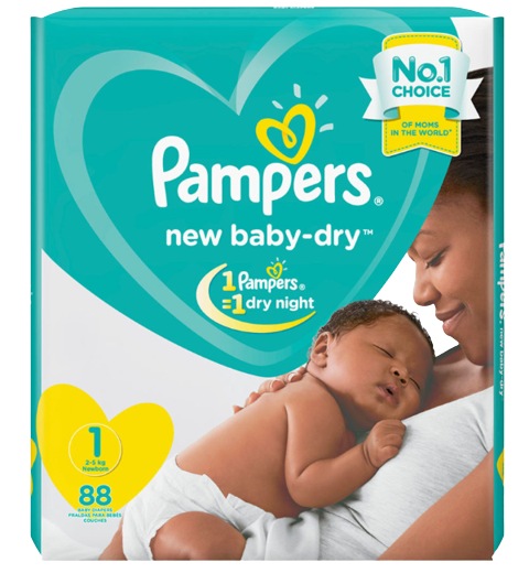 Pampers Baby Dry Jumbo New Born Diapers, 88 pieces