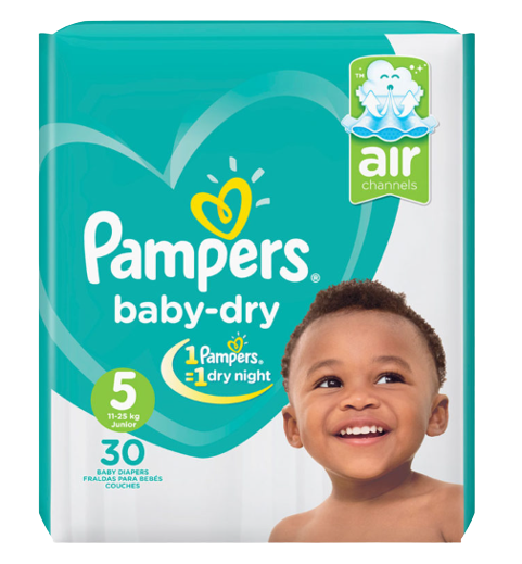 Pampers Baby Dry High Count Junior Diapers Size 5 (12 - 18 kg’s), 30 pieces
