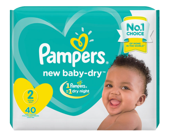 Pampers Baby Dry High Count Mini Diapers Size 2 (3 - 8 kg’s), 40 pieces