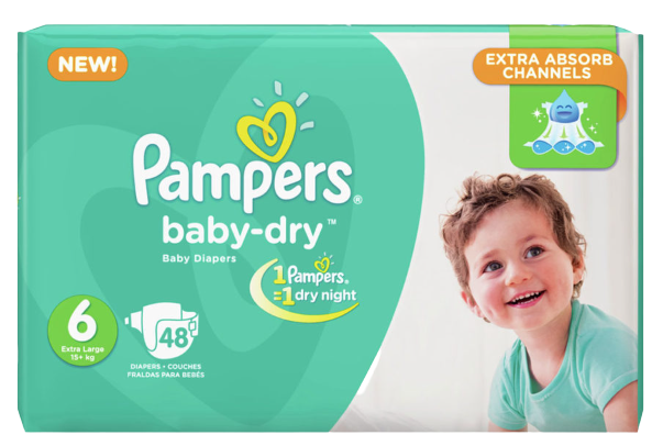 Pampers Baby Dry Jumbo Junior Diapers Size 6 (16+ kg’s), 48 pieces