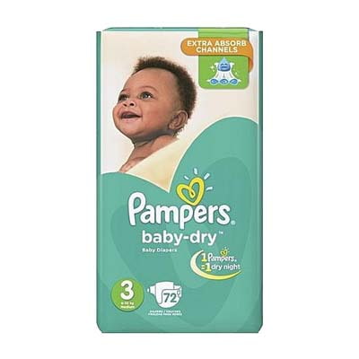 Pampers Baby Dry Jumbo Midi Diapers Size 3 (6 - 11 kg’s), 72 pieces
