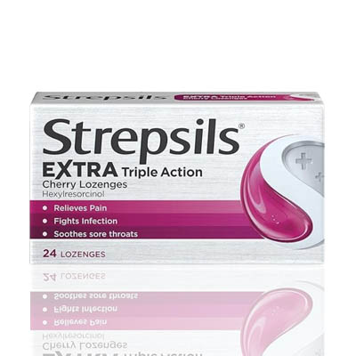 Strepsils Extra Triple Action Cherry Lozenges 24s