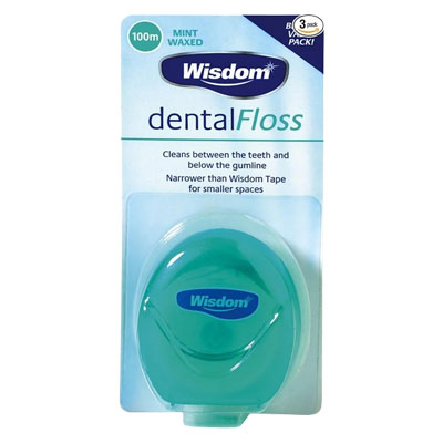 Wisdom Dental Floss Mint Waxed 100m