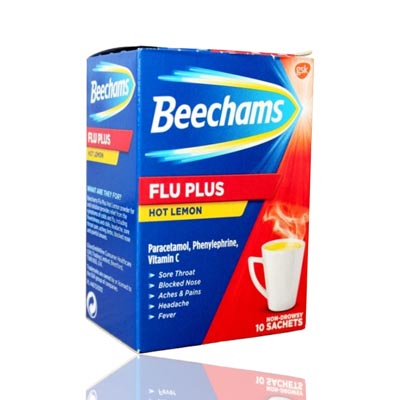 Beechams Flu Plus Hot Lemon Sachets 10's.