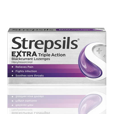Strepsils Extra Triple Action Blackcurrant Lozenges 24s