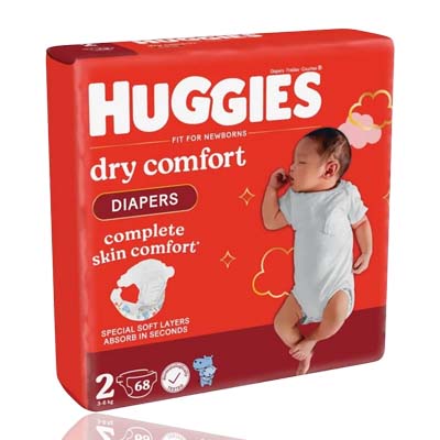 Huggies Dry Comfort (size 2) 3-6Kgs, 68 pieces