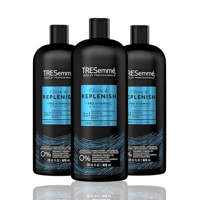 Tresemme Cleanse & Replenish 3in1 Shampoo, Conditioner and Detangler 828ml