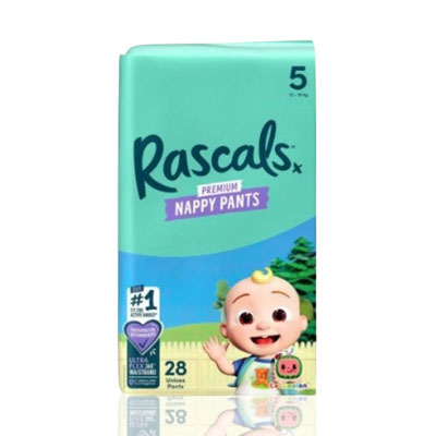 Rascals Premium  Nappy Pants Size 5 (13-18kg) 28's