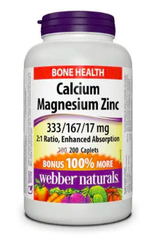 Webber Naturals Calcium Magnesium Zinc Caplets 200's