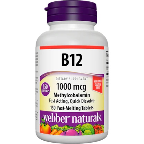 Webber Naturals B12 Methylcobalamin 1000mcg Sublingual Tabs 80's