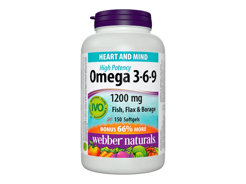 Webber Naturals Omega 3-6-9 1200mg Fish, Flax & Borage Softgels 150s