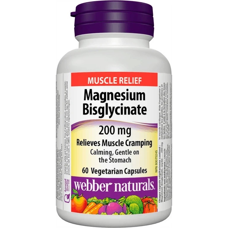Webber Naturals Magnesium Bisglycinate 200mg Veg Caps 60s