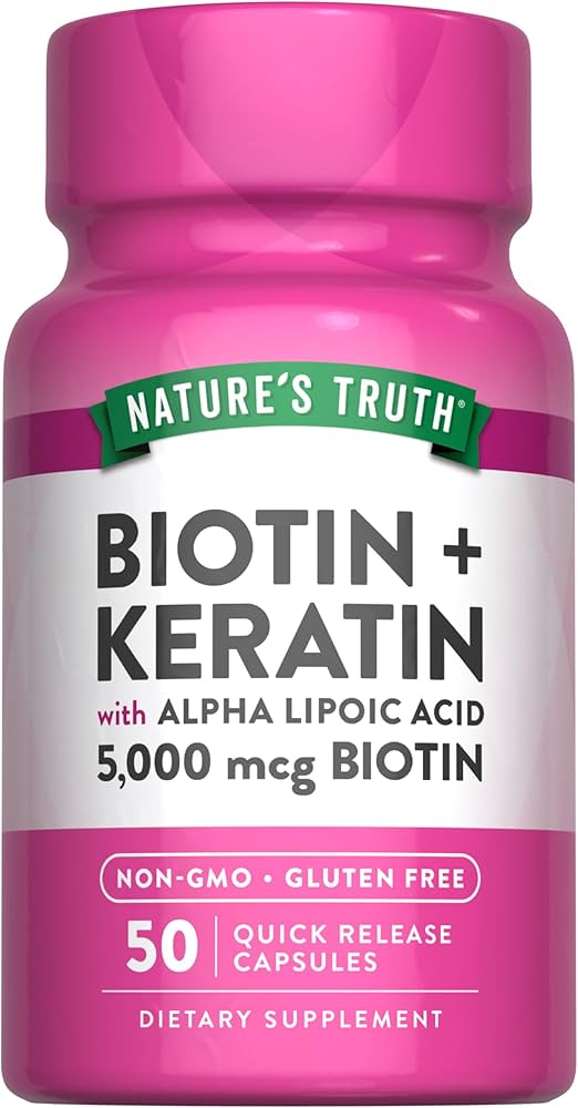 Nature's Truth Biotin 500mcg plus Keratin with Alpha Lipoic Acid Quick Release Capsules 50s