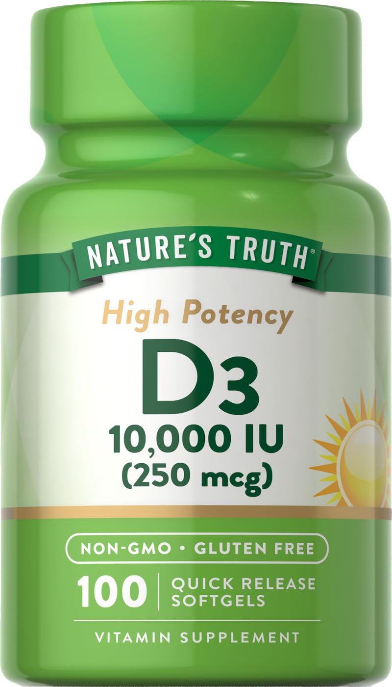 Nature's Truth Vitamin D3 – 10000IU (250mcg) QR Softgels 100s