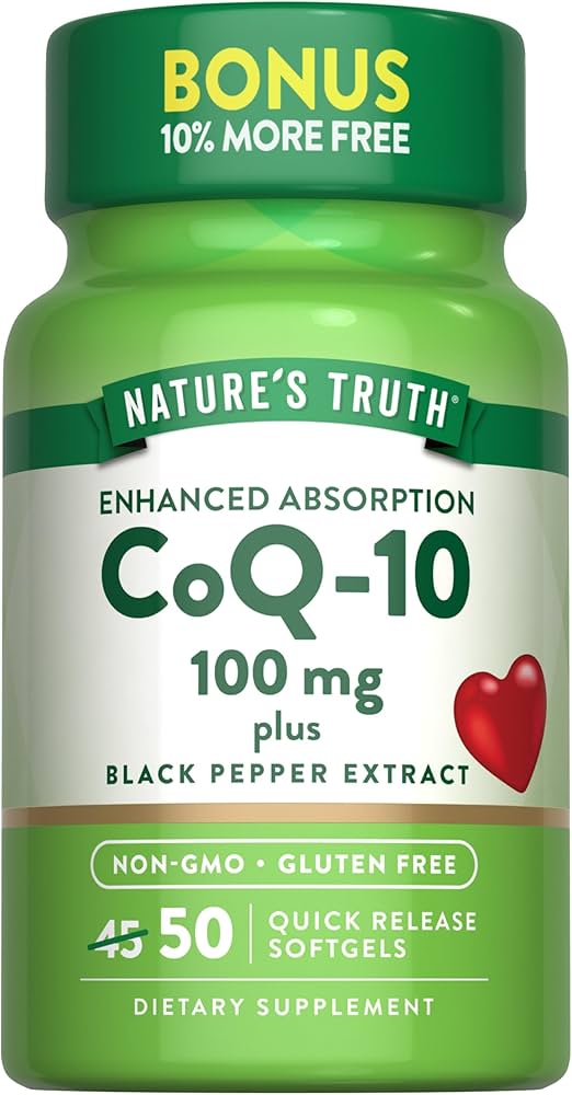 Nature's Truth CoQ-10 100mg Plus Black Pepper Extract QR Softgels 50s