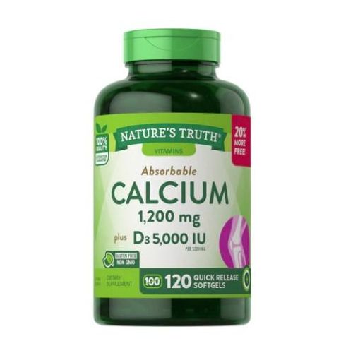 Nature's Truth Calcium 1200mg with Vitamin D3 5000 IU Softgels 120s
