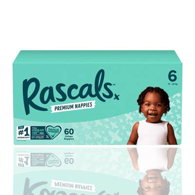 Rascals Premium Nappies Size 6 (15-20kgs) 60s