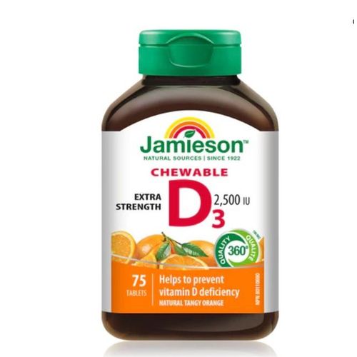 Jamieson Vitamin D3 2500IU Chewable Tablets 75s