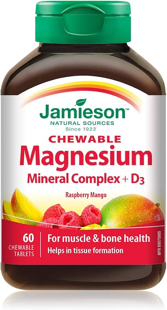 Jamieson Magnesium Mineral Complex + D3 Chewable Tablets 60’s