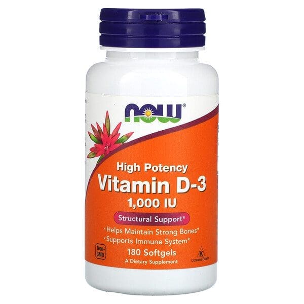Now Vitamin D3 1000 IU Caps 180s