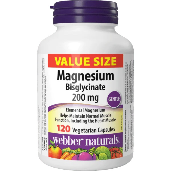Webber Naturals Magnesium Bisglycinate 200mg Veg Caps 120s